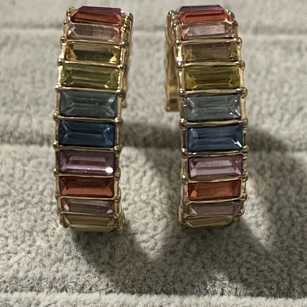 Multicolor Gemstone Hoop Earrings